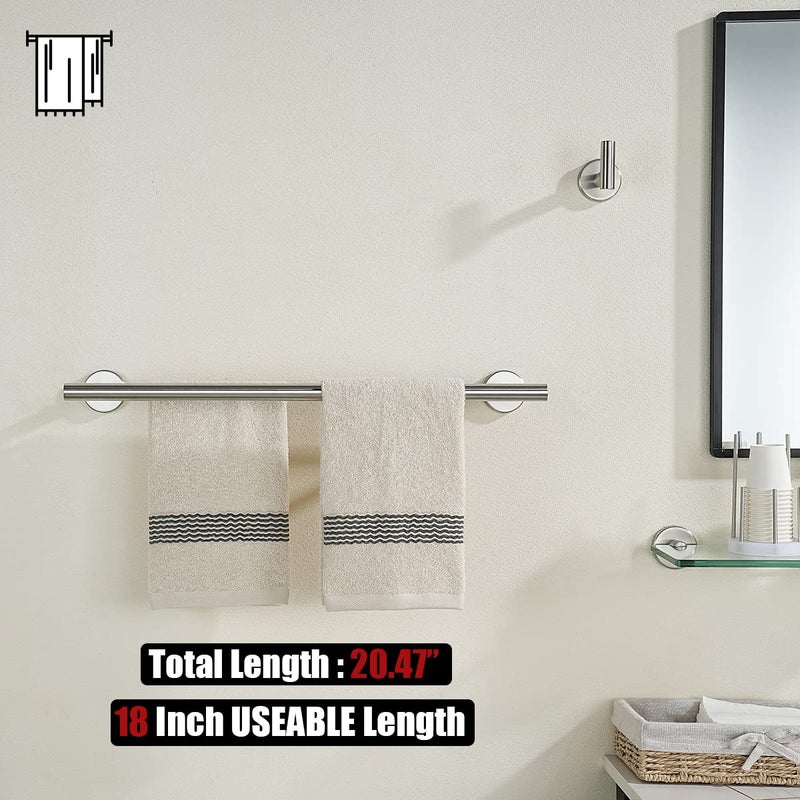JQK Double Bath Towel Bar, 20.5 Inch 304 Stainless Steel Thicken 0.8mm Towel Rack Bathroom, Towel Holder Brushed Finished Wall Mount, Useable Length 18 Inch, TB100L18-BN - Image 3